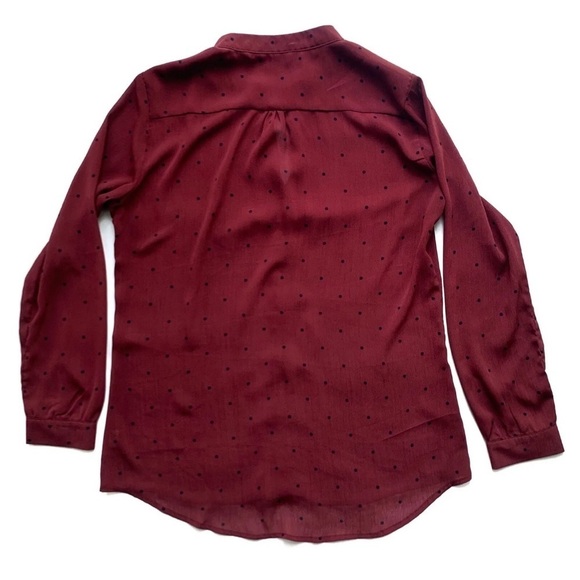 41 Hawthorn Burgundy & Blue Polka Dot Button Up Blouse Size Medium - Picture 5 of 8